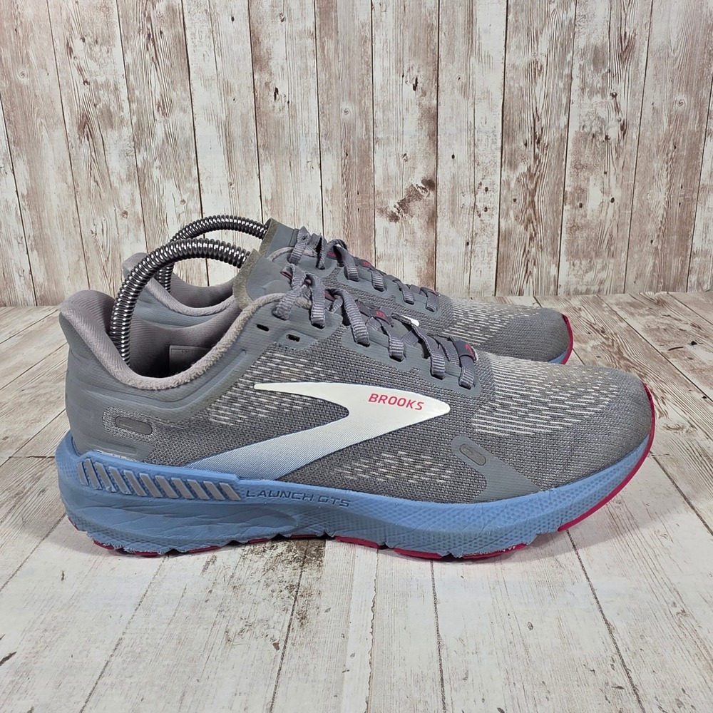 Brooks Launch GTS 9 Womens Running Shoes Grey Blue Pink 1203741B016 Size 8